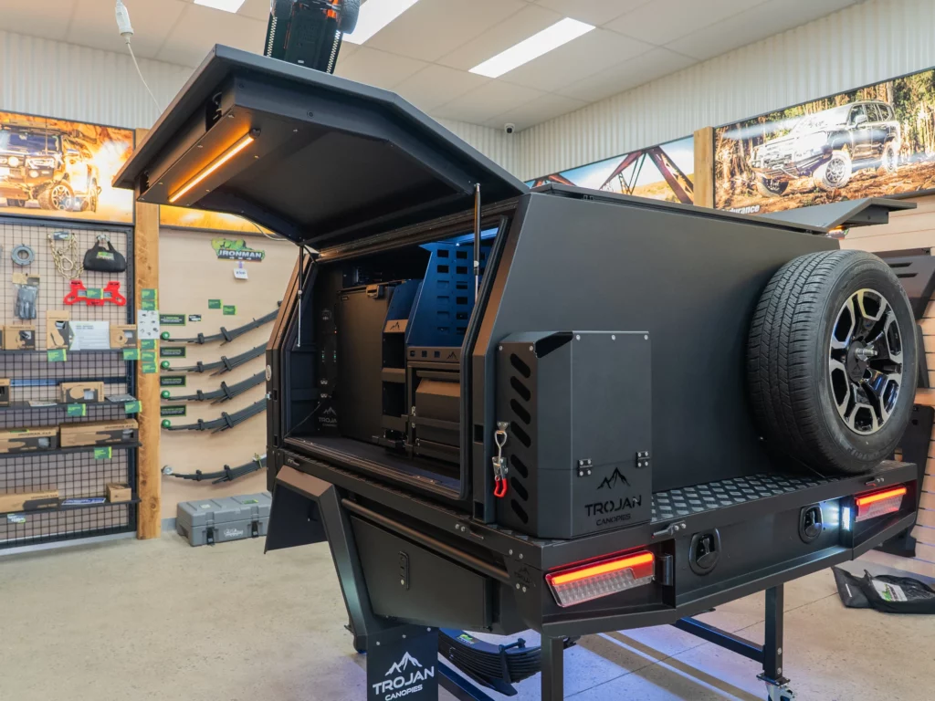 Rear view or Trojan Tray and Canopy Package