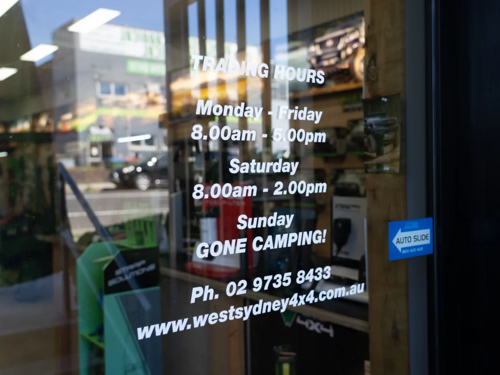 West Sydney 4x4 Trading Hours