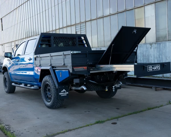 Blue Silverado Custom Tray Open