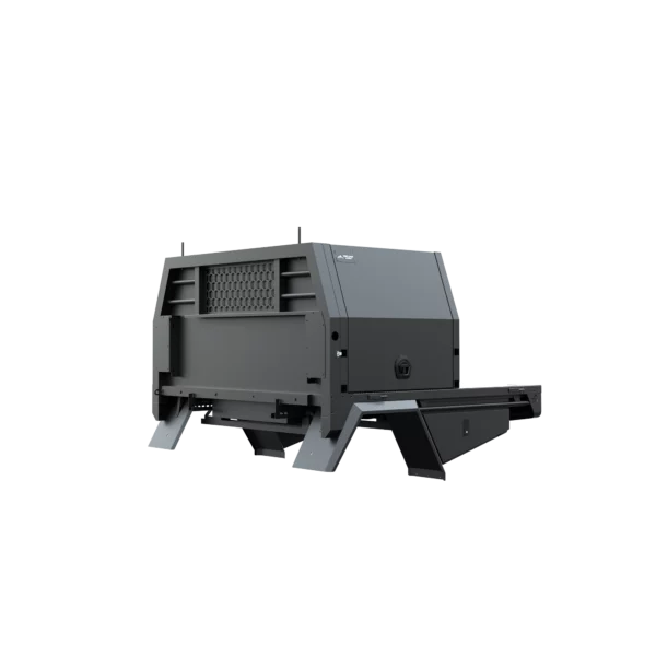 Trojan Canopies 1000mm aluminium canopy, passenger side with doors closed, front view.