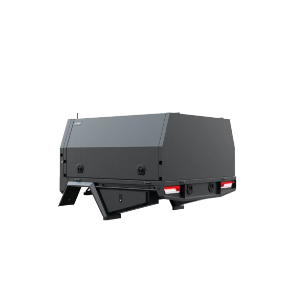 Trojan Canopies 1800mm dog box canopy passenger side closed from rear