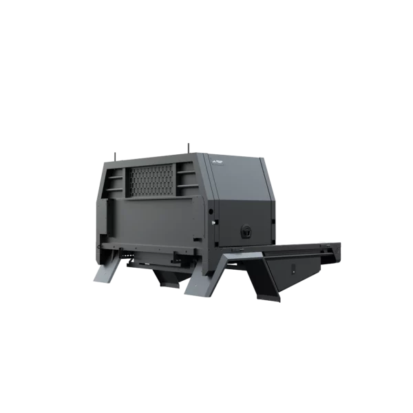 Trojan Canopies 800mm aluminium canopy, passenger side with doors closed, front view.