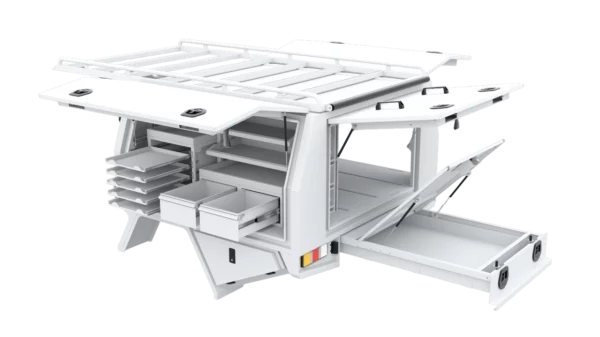 Service Body passenger side rear view doors open