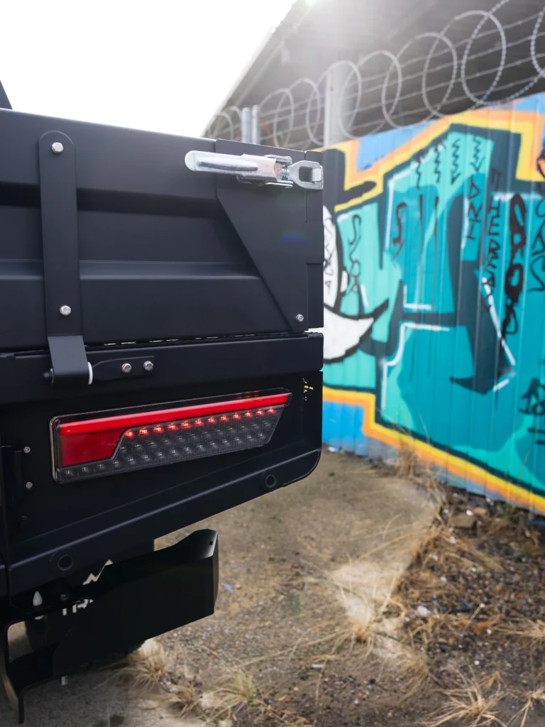 Rear Tail light and latch of Trojan Canopies Tray