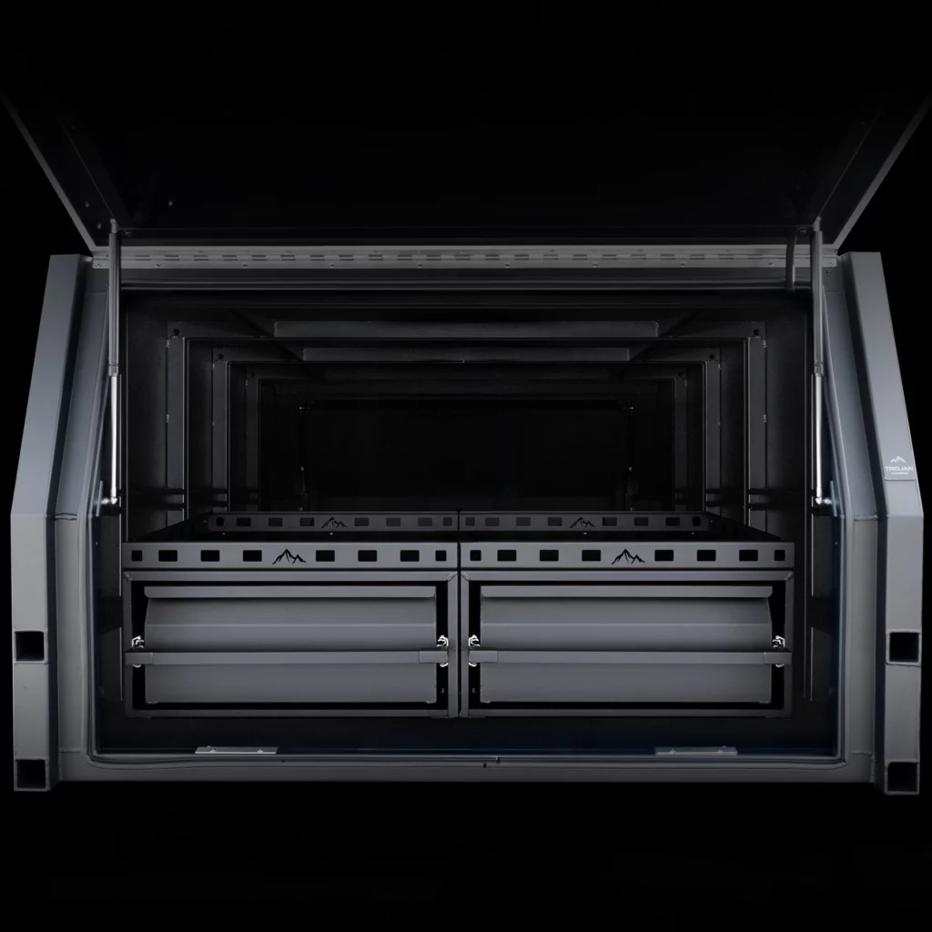 1400mm alloy canopy with side-by-side drawer setup for balanced 4WD storage and easy gear separation