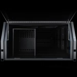 1600mm alloy canopy featuring a fridge cage for secure, accessible cold storage in 4x4 touring builds