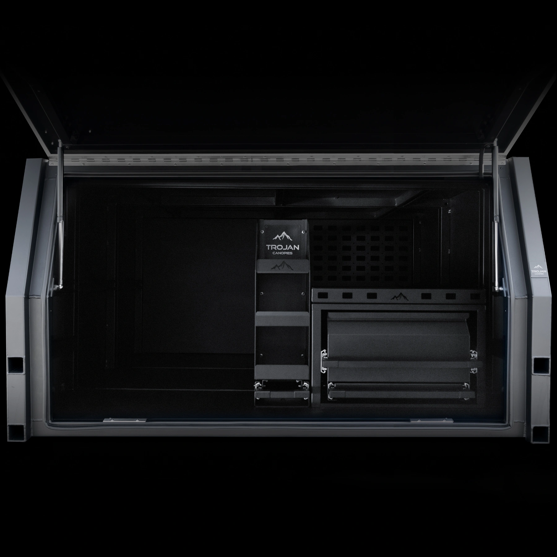 1600mm Aluminium Trojan Canopy with Slide Out Pantry and Drawer with Bench