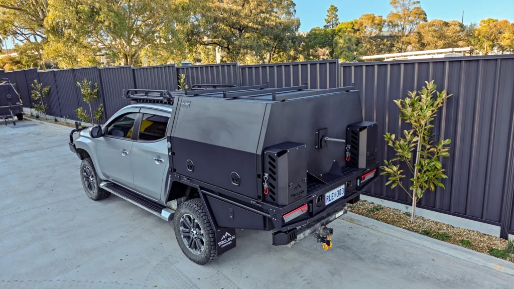 Load bars on 1400 alloy canopy MR Mitsubishi Triton