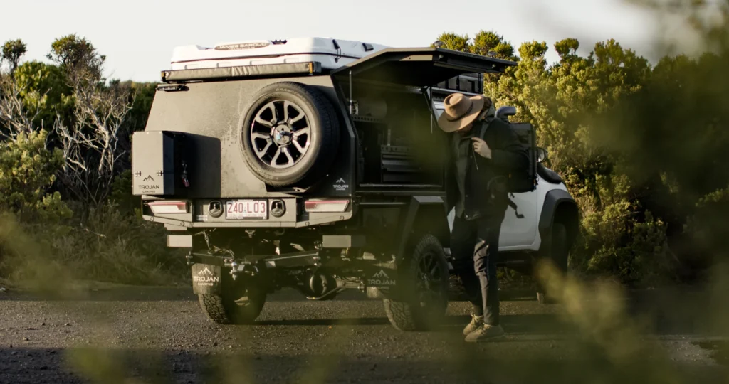 Loading up camera gear from Trojan Canopies Service Body