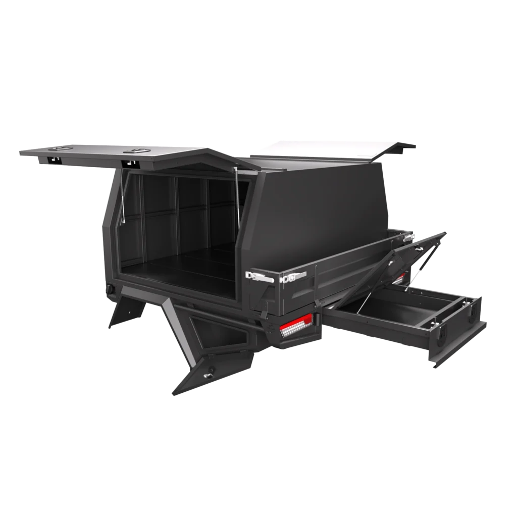 1400 Chassis Mount Service Body Rear Passenger Side Open Tray Sides