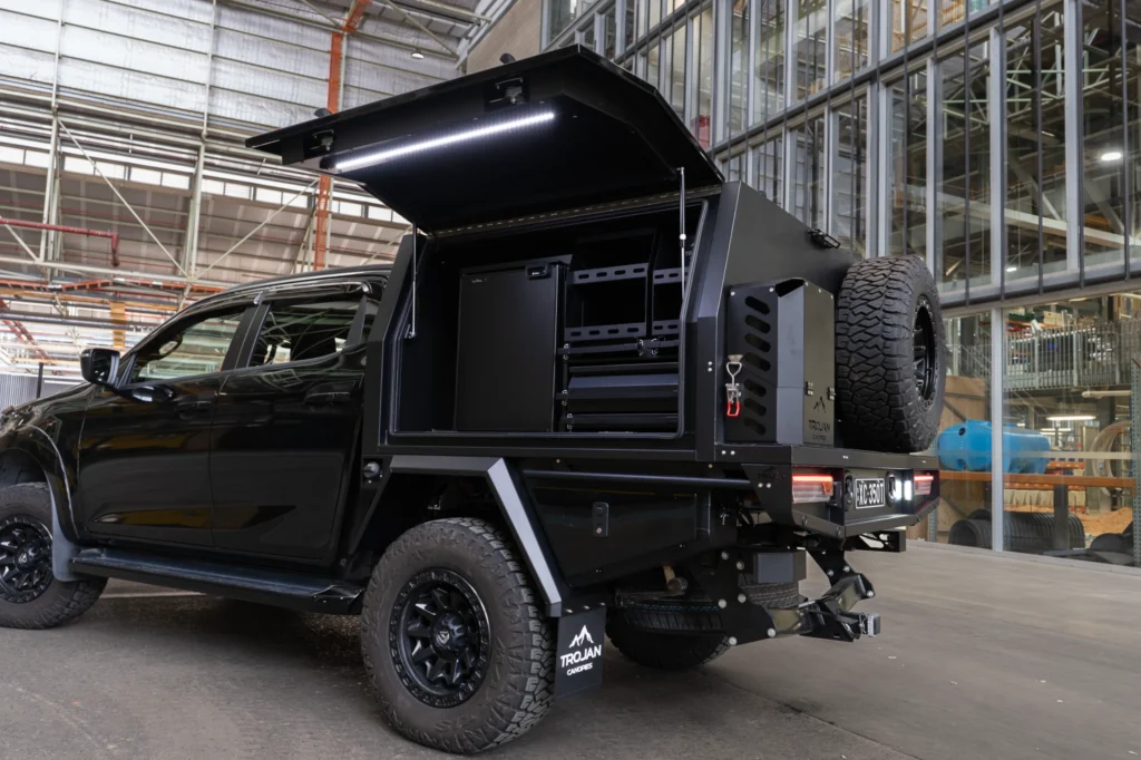 Upright fridge and premium pantry in 1400mm Alloy Service Body