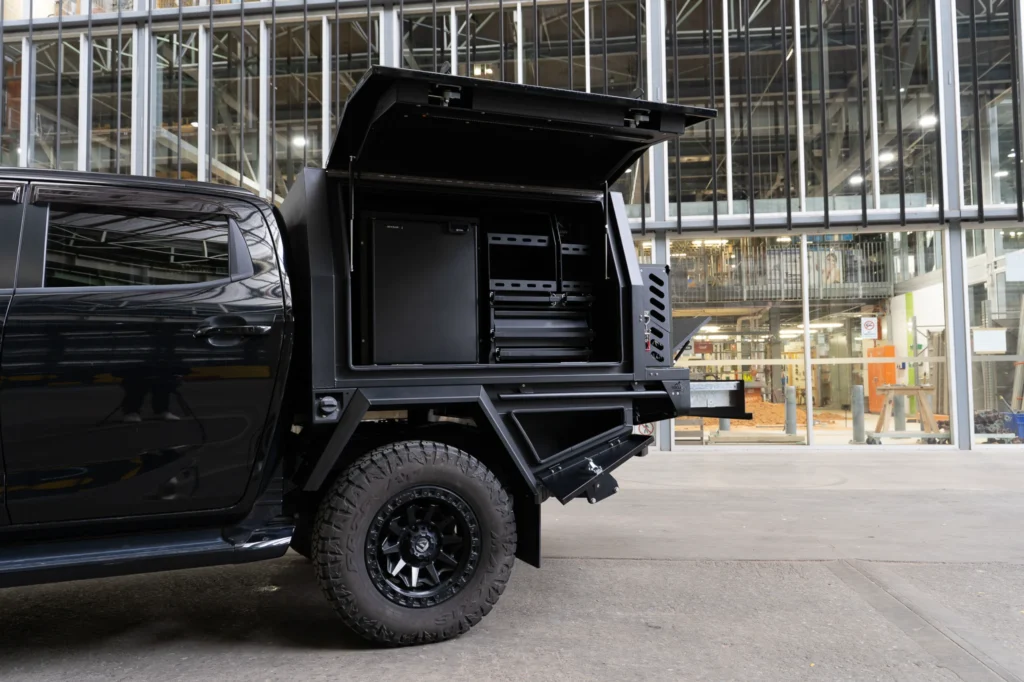 Upright fridge and premium pantry in 1400mm Alloy Service Body