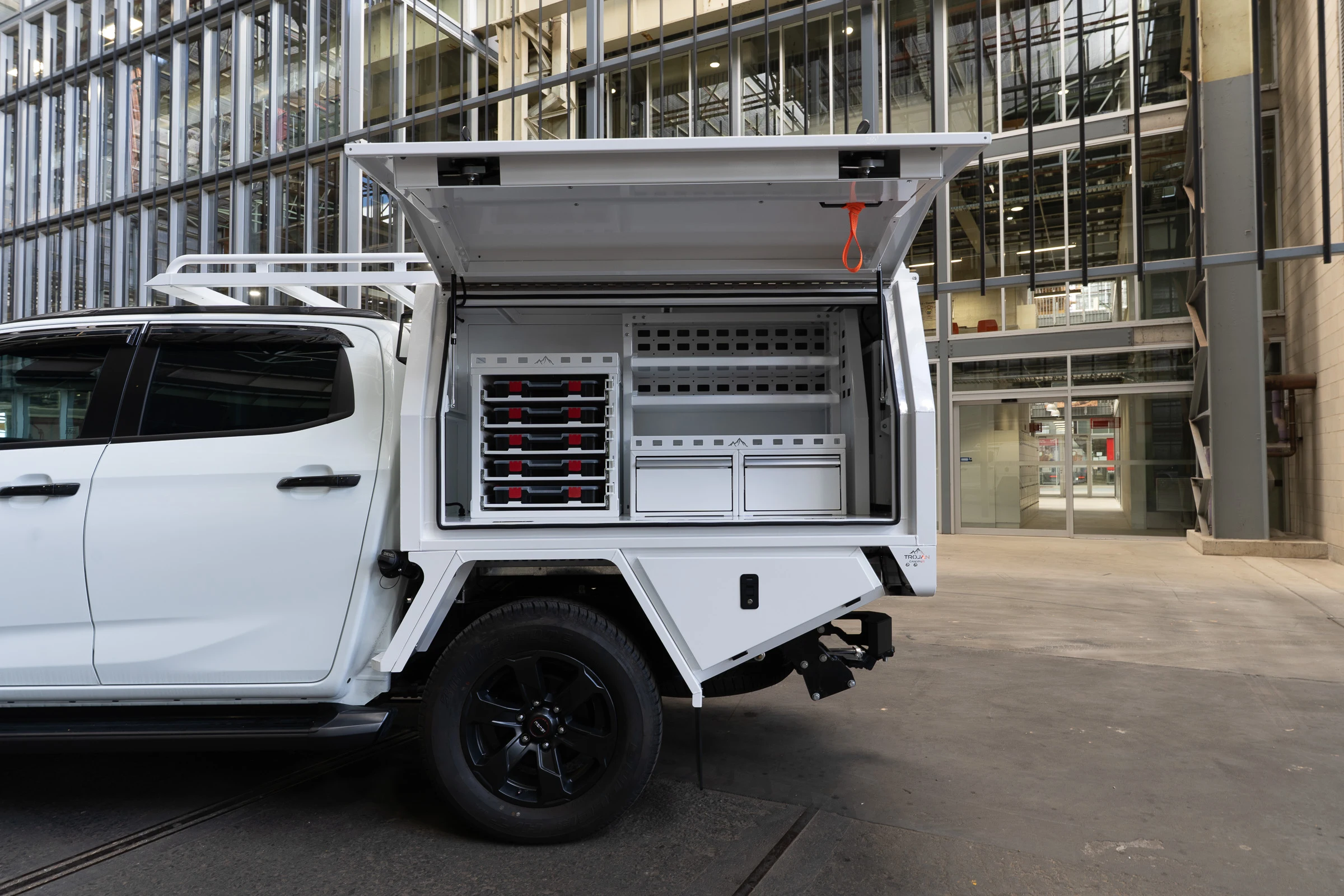 Chassis Mount Canopy Trade Body Passenger Side Doors Open