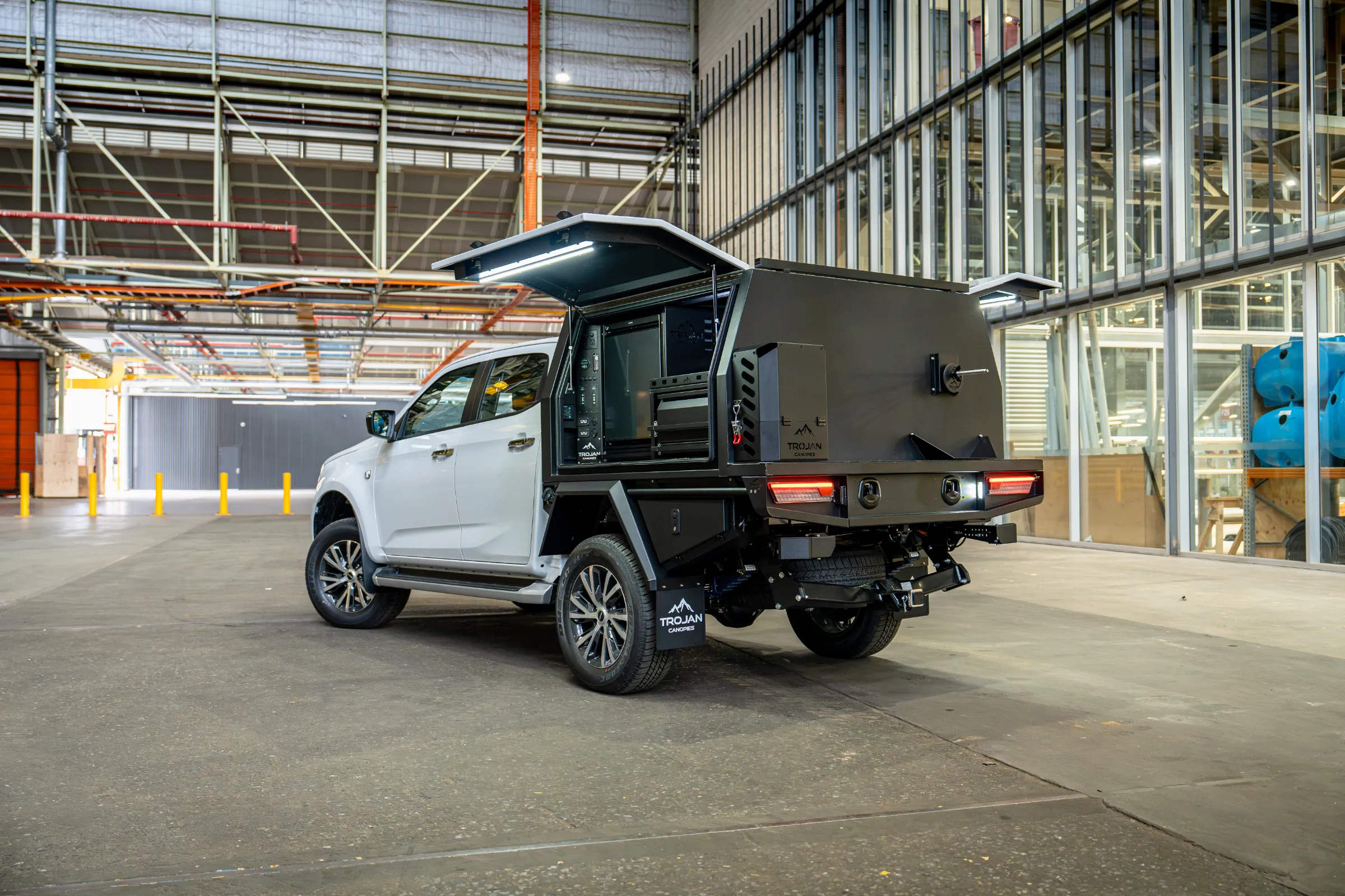 1400mm Trojan Canopies Service Body Doors Wide Open