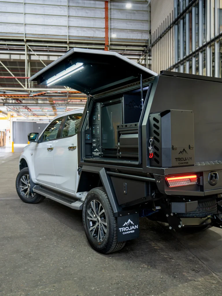 Side Profile of Trojan Canopies Service Body on a DMAX